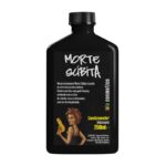 Método Curly Acondicionador Hidratante Morte Súbita 250ml. Foto de botella de 250 ml. de color negro con dibujo de una chica con el cabello rizado sosteniendo un secador en la mano.